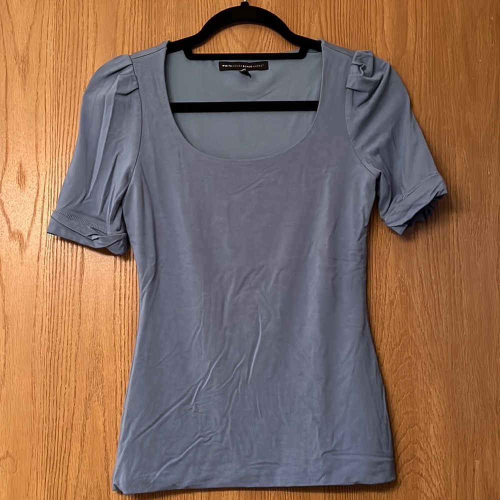 White House Black Market Periwinkle Dressy Short Sleeve Top